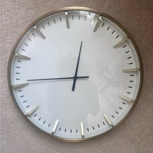 Threshold Modern White and Gold Wall Clock 16” Diameter